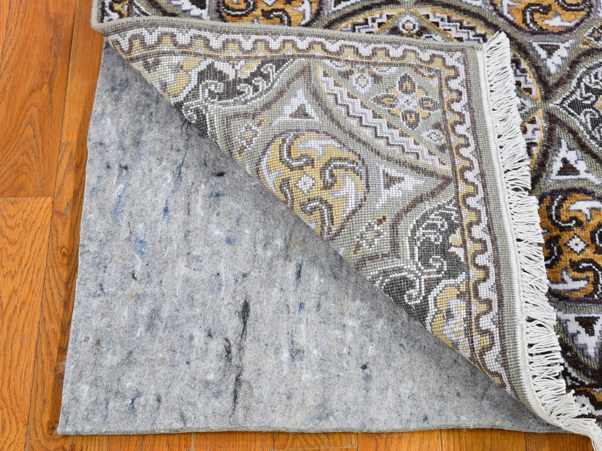 Transitional hand-knotted wool/silk rug in Brown, 2'6" x 22'2" — SKU O066720 (view 5)