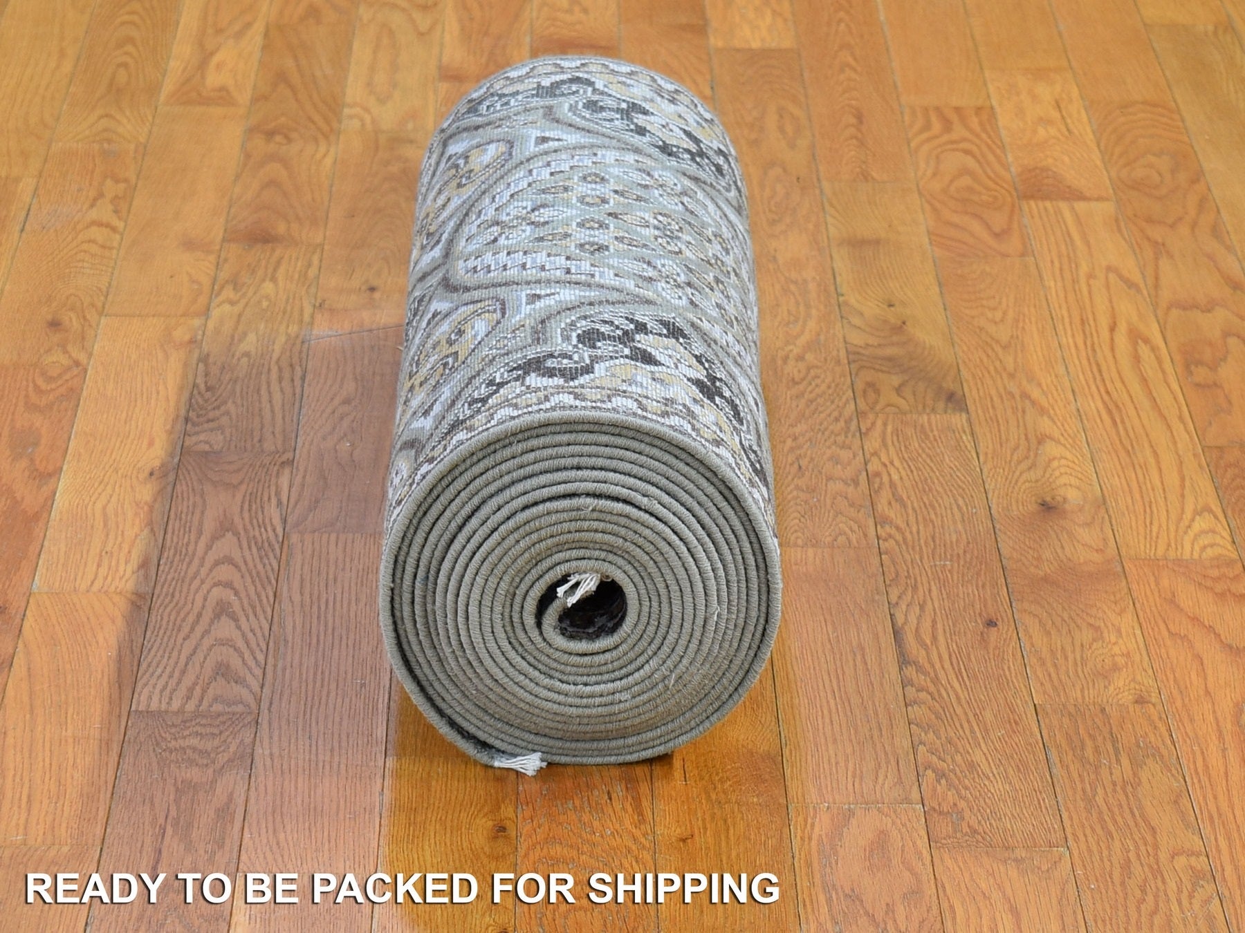 Transitional hand-knotted wool/silk rug in Brown, 2'6" x 22'2" — SKU O066720 (view 6)