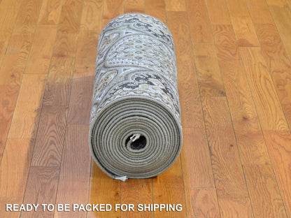 Transitional hand-knotted wool/silk rug in Brown, 2'6" x 22'2" — SKU O066720 (view 6)