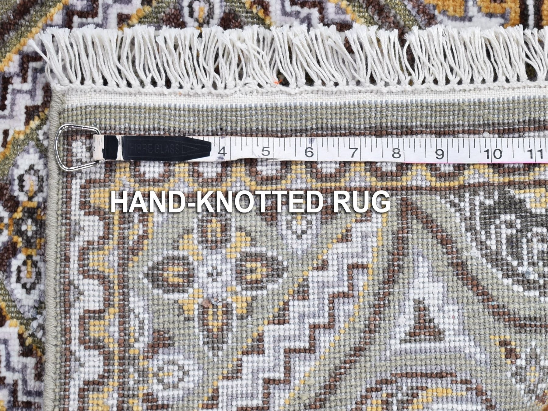 Transitional hand-knotted wool/silk rug in Brown, 2'6" x 22'2" — SKU O066720 (view 8)