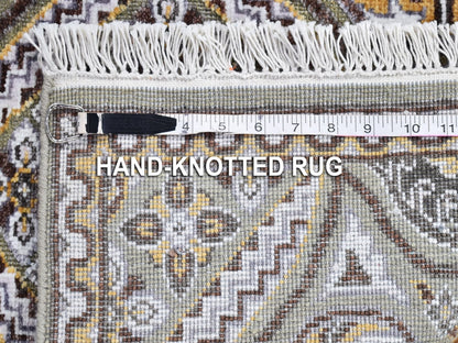 Transitional hand-knotted wool/silk runner in Brown & Pinecone, 2'6" x 24'1" — SKU O066721 (view 8)