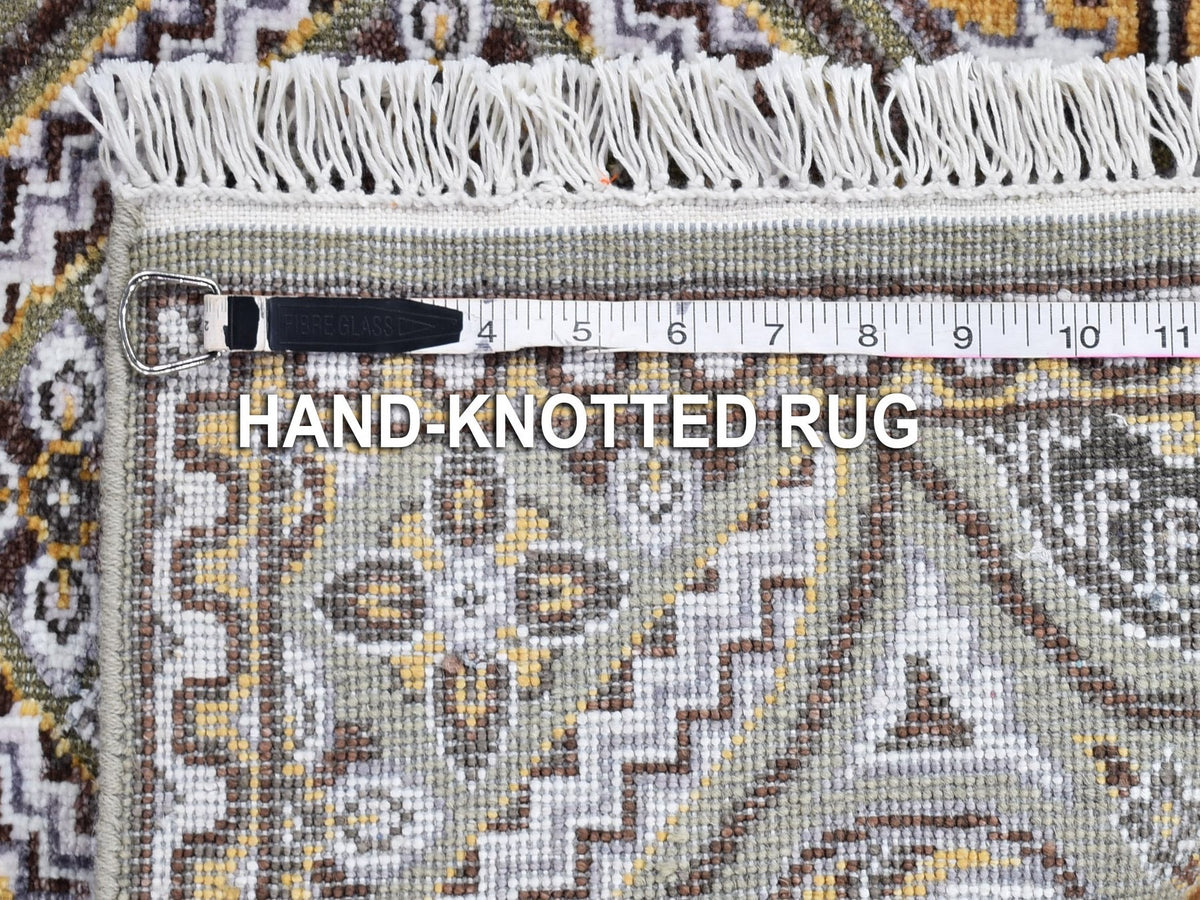 Transitional hand-knotted wool/silk runner in Brown & Pinecone, 2'6" x 22'5" — SKU O066722 (view 8)