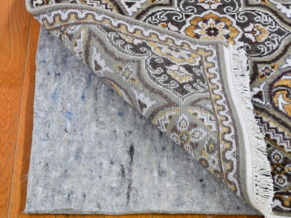 Transitional hand-knotted wool/silk runner in Brown, 2'6" x 16'3" — SKU O066723 (view 5)