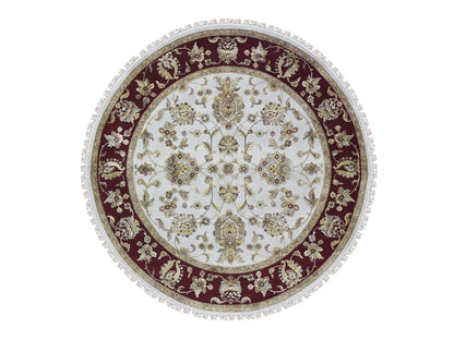 Ivory 6'1" x 6'1" Rajasthan Hand knotted Wool/Silk Rug - Sku: O066726