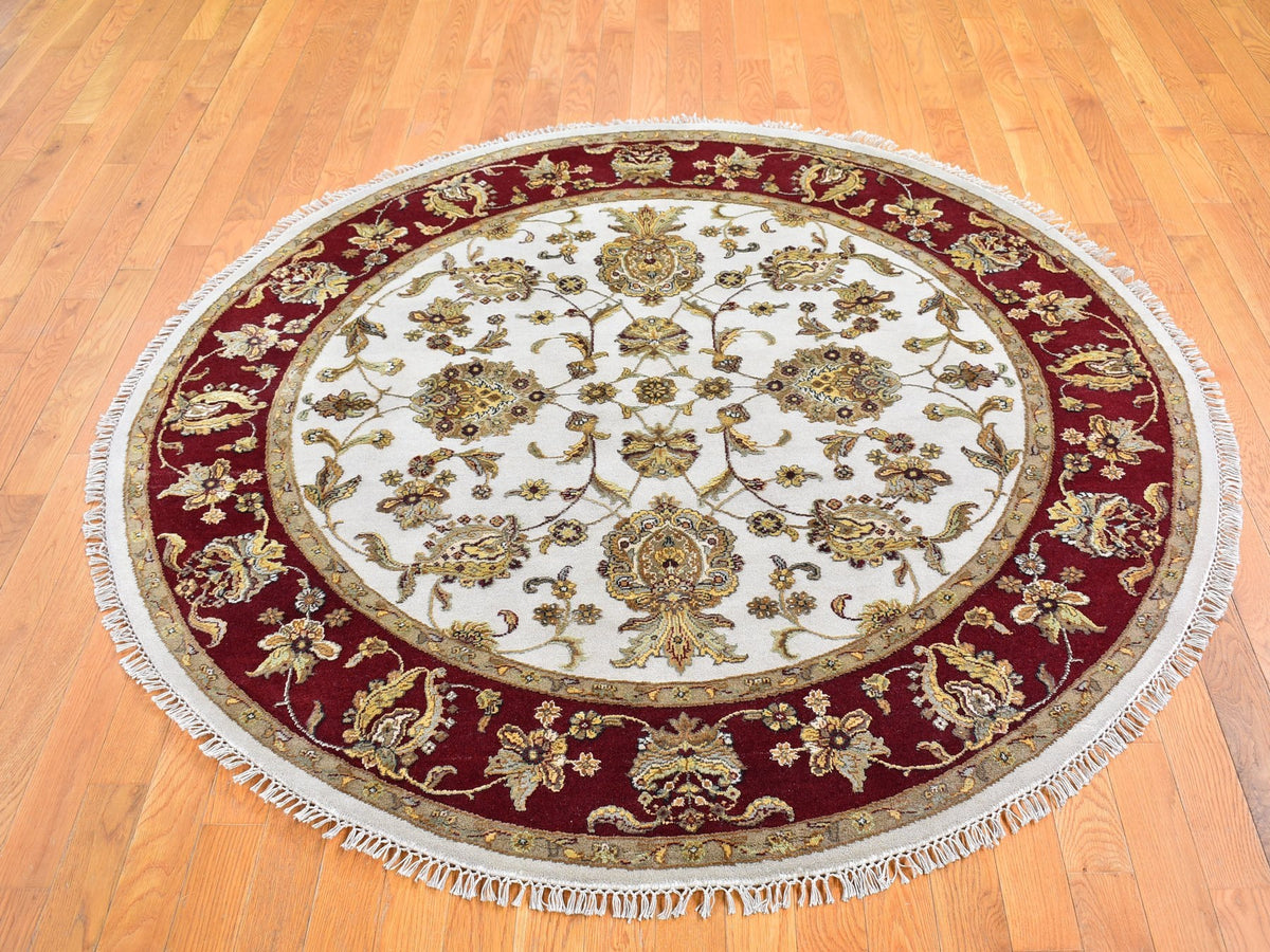 Rajasthan Rajasthan hand-knotted wool/silk rug in Ivory & Red, 6'1" x 6'1" — SKU O066726 (view 2)