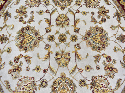 Ivory 6'1" x 6'1" Rajasthan Hand knotted Wool/Silk Rug - Sku: O066726