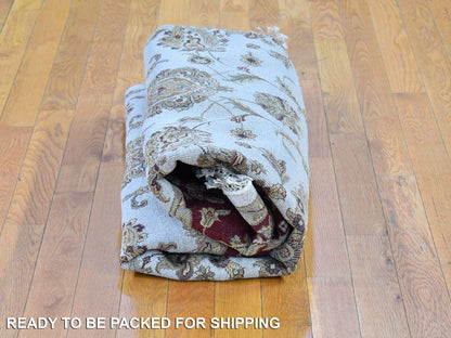 Ivory 6'1" x 6'1" Rajasthan Hand knotted Wool/Silk Rug - Sku: O066726