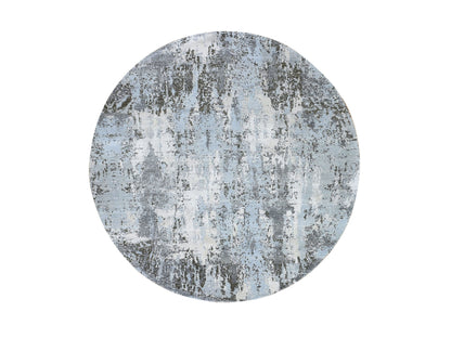 Modern / Contemporary hand-knotted wool/silk rug in Blue, 6'1" x 6'1" — SKU O066728