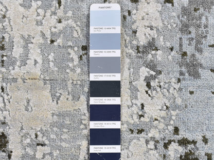 Modern / Contemporary hand-knotted wool/silk rug in Blue, 6'1" x 6'1" — SKU O066728 (view 4)