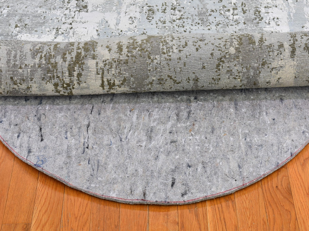Modern / Contemporary hand-knotted wool/silk rug in Blue, 6'1" x 6'1" — SKU O066728 (view 5)