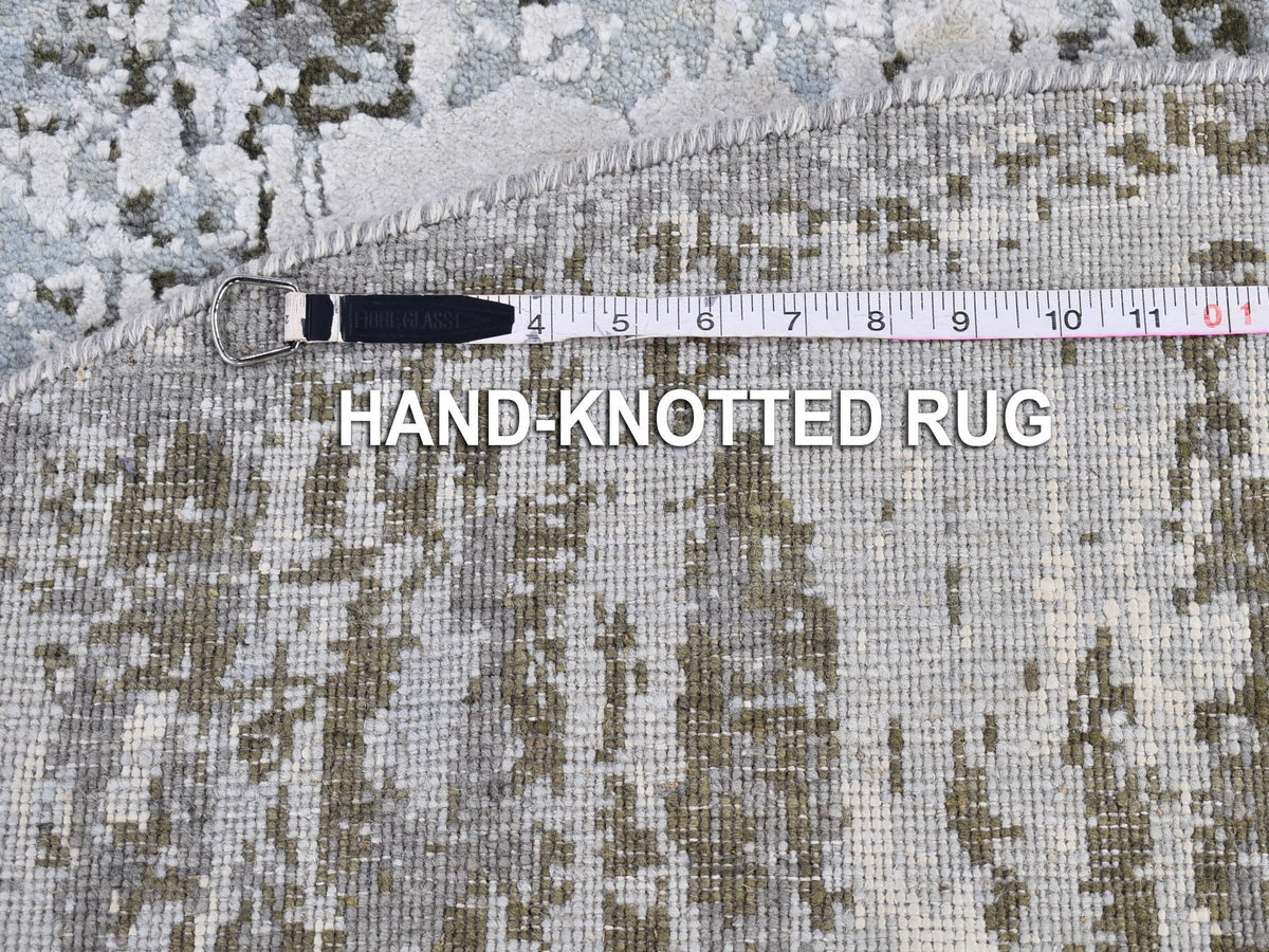 Modern / Contemporary hand-knotted wool/silk rug in Blue, 6'1" x 6'1" — SKU O066728 (view 8)