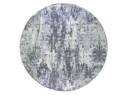 Grey 12'1" x 12'1" Modern / Contemporary Hand knotted Wool/Silk Rug - Sku: O066733