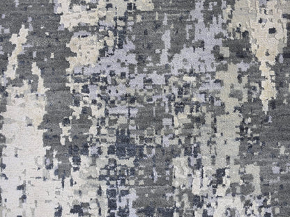 Modern / Contemporary hand-knotted wool/silk rug in Gray, 12'1" x 12'1" — SKU O066733 (view 5)