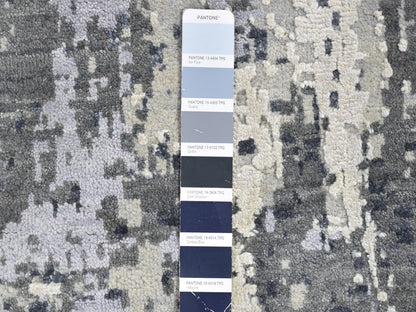 Grey 12'1" x 12'1" Modern / Contemporary Hand knotted Wool/Silk Rug - Sku: O066733