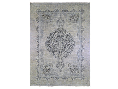 Ivory 11'10" x 16'0" Transitional Hand knotted Wool/Silk Rug - Sku: O066735