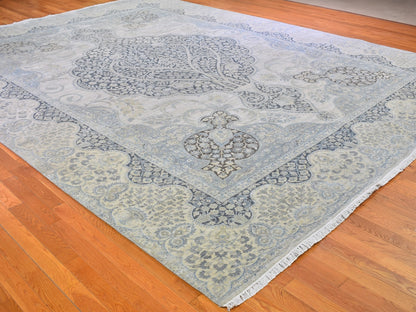 Ivory 11'10" x 16'0" Transitional Hand knotted Wool/Silk Rug - Sku: O066735