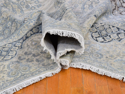 Ivory 11'10" x 16'0" Transitional Hand knotted Wool/Silk Rug - Sku: O066735