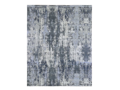 Grey 8'2" x 10'2" Modern / Contemporary Hand knotted Wool/Silk Rug - Sku: O066741