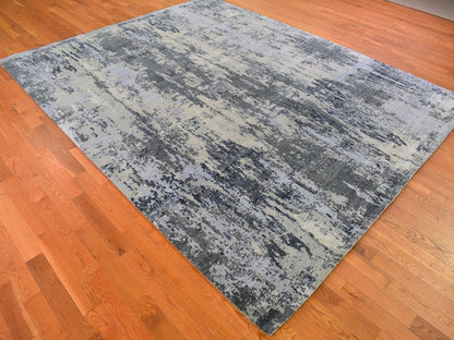 Grey 8'2" x 10'2" Modern / Contemporary Hand knotted Wool/Silk Rug - Sku: O066741