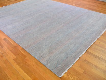 Modern / Contemporary hand-knotted wool/silk rug in Blue, 10' x 14'2" — SKU O066744 (view 3)