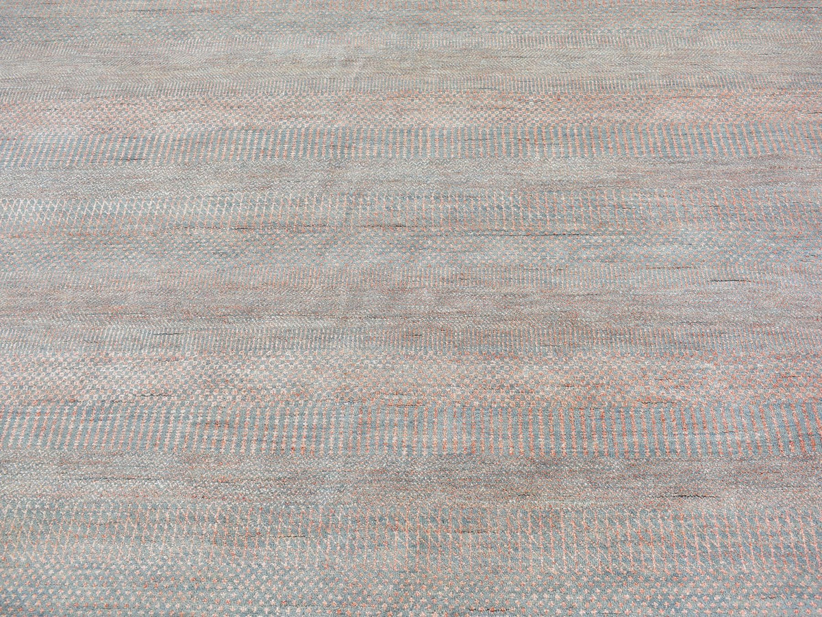Modern / Contemporary hand-knotted wool/silk rug in Blue, 10' x 14'2" — SKU O066744 (view 4)