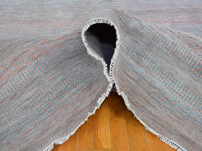 Modern / Contemporary hand-knotted wool/silk rug in Blue, 10' x 14'2" — SKU O066744 (view 5)