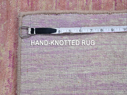 Pink 2'6" x 6'2" Modern / Contemporary Hand knotted Wool Rug - Sku: O066753