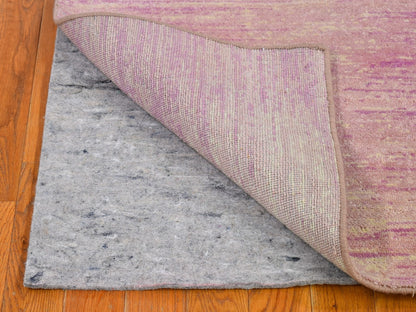 Pink 2'7" x 10'3" Modern / Contemporary Hand knotted Wool Rug - Sku: O066754
