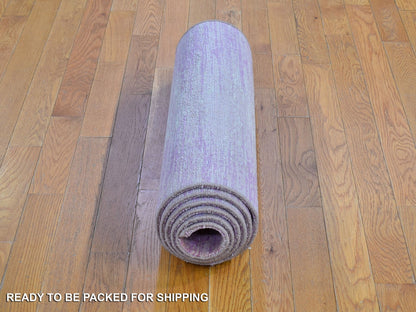 Pink 2'7" x 8'5" Modern / Contemporary Hand knotted Wool Rug - Sku: O066760