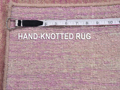 Pink 2'7" x 8'5" Modern / Contemporary Hand knotted Wool Rug - Sku: O066760