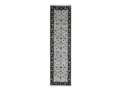 Ivory 2'7" x 9'10" Rajasthan Hand knotted Wool/Silk Rug - Sku: O066768