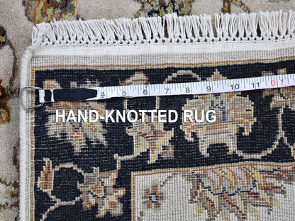 Ivory 2'7" x 9'10" Rajasthan Hand knotted Wool/Silk Rug - Sku: O066768