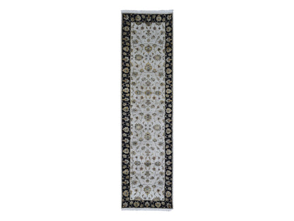 Ivory 2'7" x 9'10" Rajasthan Hand knotted Wool/Silk Rug - Sku: O066769