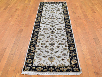 Ivory 2'7" x 9'10" Rajasthan Hand knotted Wool/Silk Rug - Sku: O066769