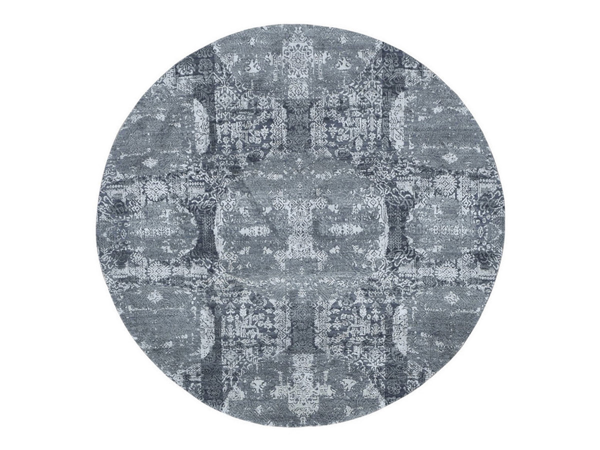 Transitional hand-knotted wool/silk rug in Gray, 6'1" x 6'1" — SKU O066778