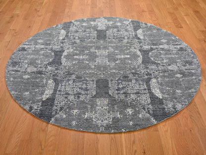 Transitional hand-knotted wool/silk rug in Gray, 6'1" x 6'1" — SKU O066778 (view 2)