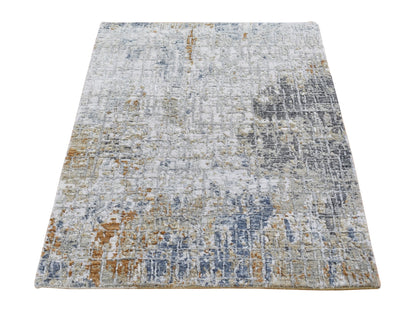 Grey 2'6" x 4'1" Modern / Contemporary Hand knotted Wool Rug - Sku: O066791