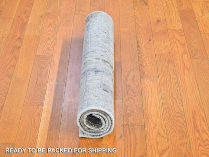 Grey 2'6" x 4'1" Modern / Contemporary Hand knotted Wool Rug - Sku: O066791