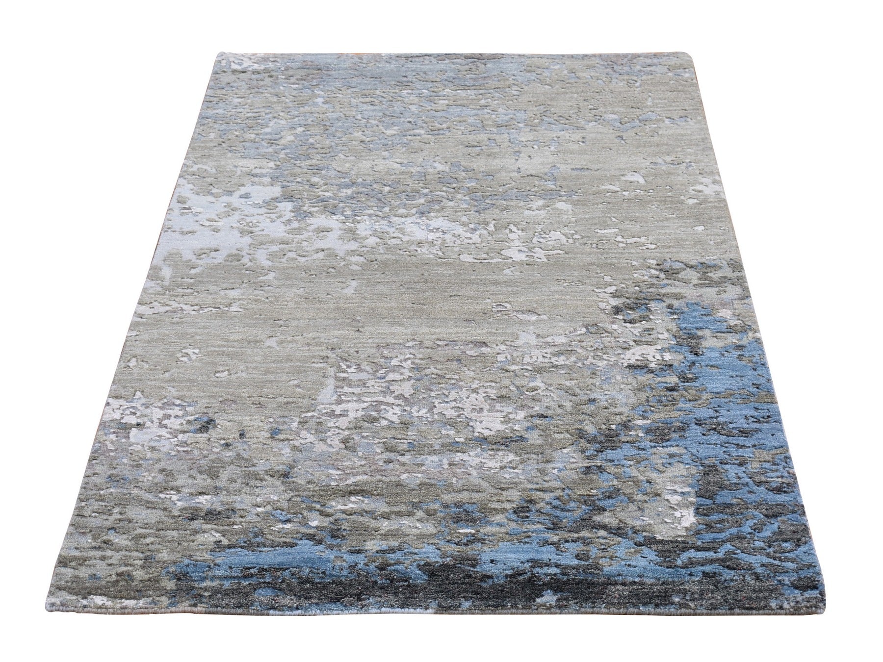 Grey 3'0" x 5'3" Modern and Contemporary Hand knotted Wool/Silk Rug - Sku: O066796