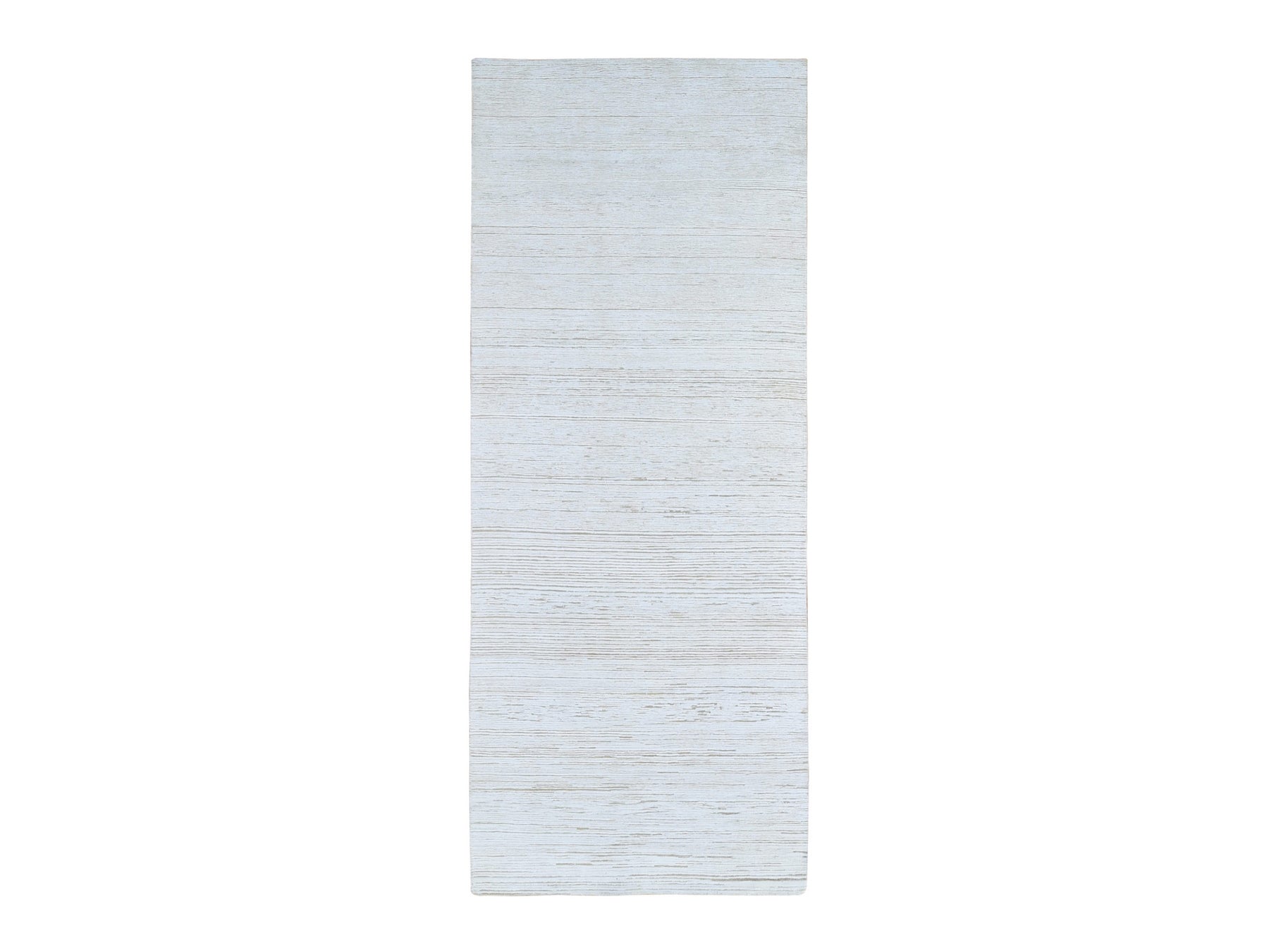 Ivory 4'1" x 10'2" Modern / Contemporary Hand knotted Wool/Silk Rug - Sku: O066797