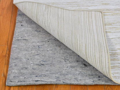 Ivory 4'1" x 10'2" Modern and Contemporary Hand knotted Wool/Silk Rug - Sku: O066797