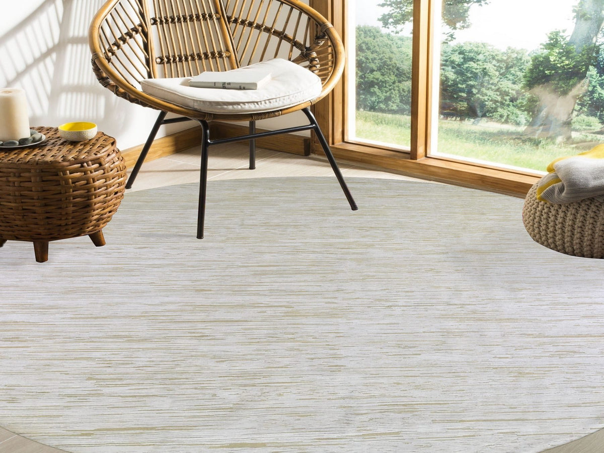 Modern / Contemporary hand-knotted wool/silk rug in Ivory, 12' x 12' — SKU O066798 (view 2)