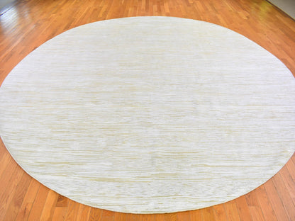 Ivory 12'0" x 12'0" Modern and Contemporary Hand knotted Wool/Silk Rug - Sku: O066798