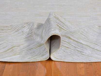 Ivory 12'0" x 12'0" Modern and Contemporary Hand knotted Wool/Silk Rug - Sku: O066798