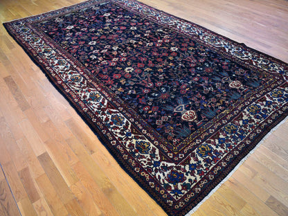 Antique hand-knotted wool rug in Blue & Ivory, 7'2" x 13'1" — SKU O066809 (view 3)