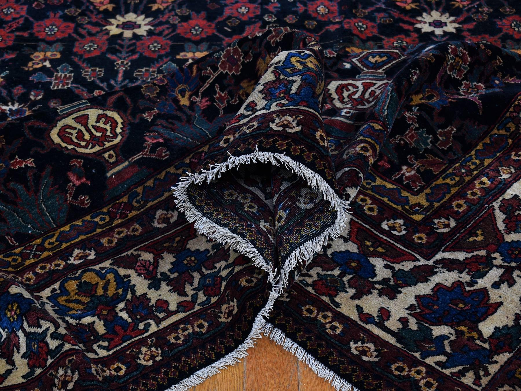 Antique hand-knotted wool rug in Blue & Ivory, 7'2" x 13'1" — SKU O066809 (view 5)