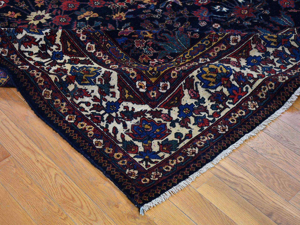 Antique hand-knotted wool rug in Blue & Ivory, 7'2" x 13'1" — SKU O066809 (view 6)