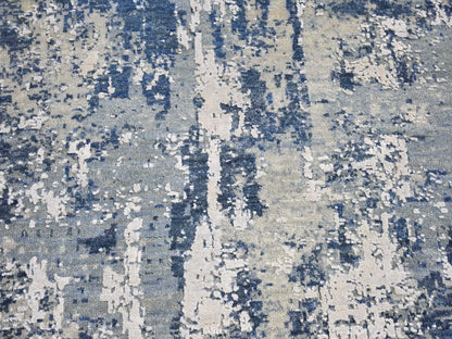 Blue 3'1" x 5'1" Modern and Contemporary Hand knotted Wool/Silk Rug - Sku: O066815