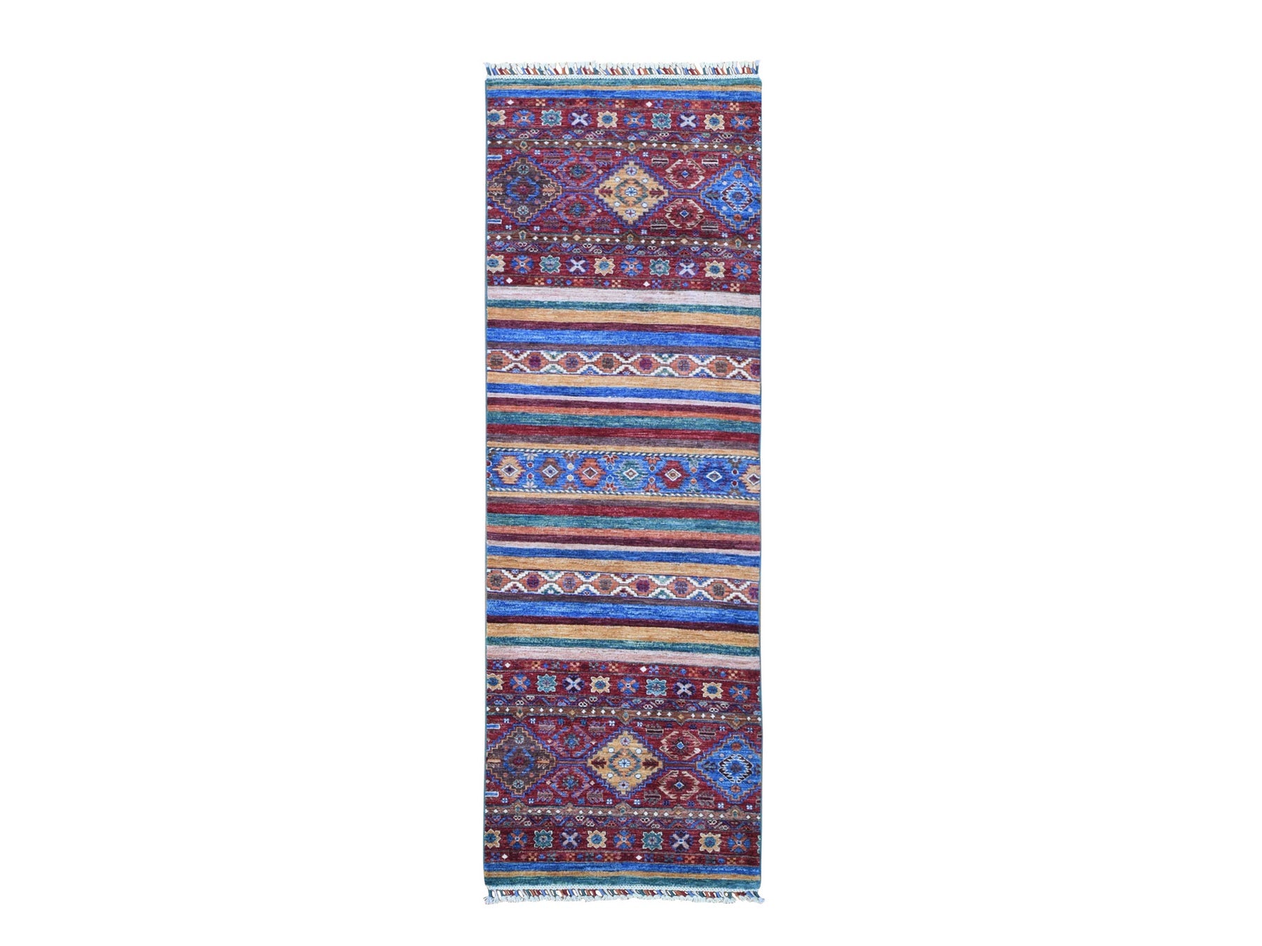 Kazak Kazak hand-knotted wool runner in Red, 2'8" x 8'3" — SKU O066828
