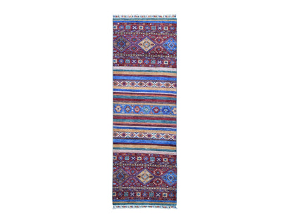 Red 2'8" x 8'3" Tribal Hand knotted Wool Rug - Sku: O066828